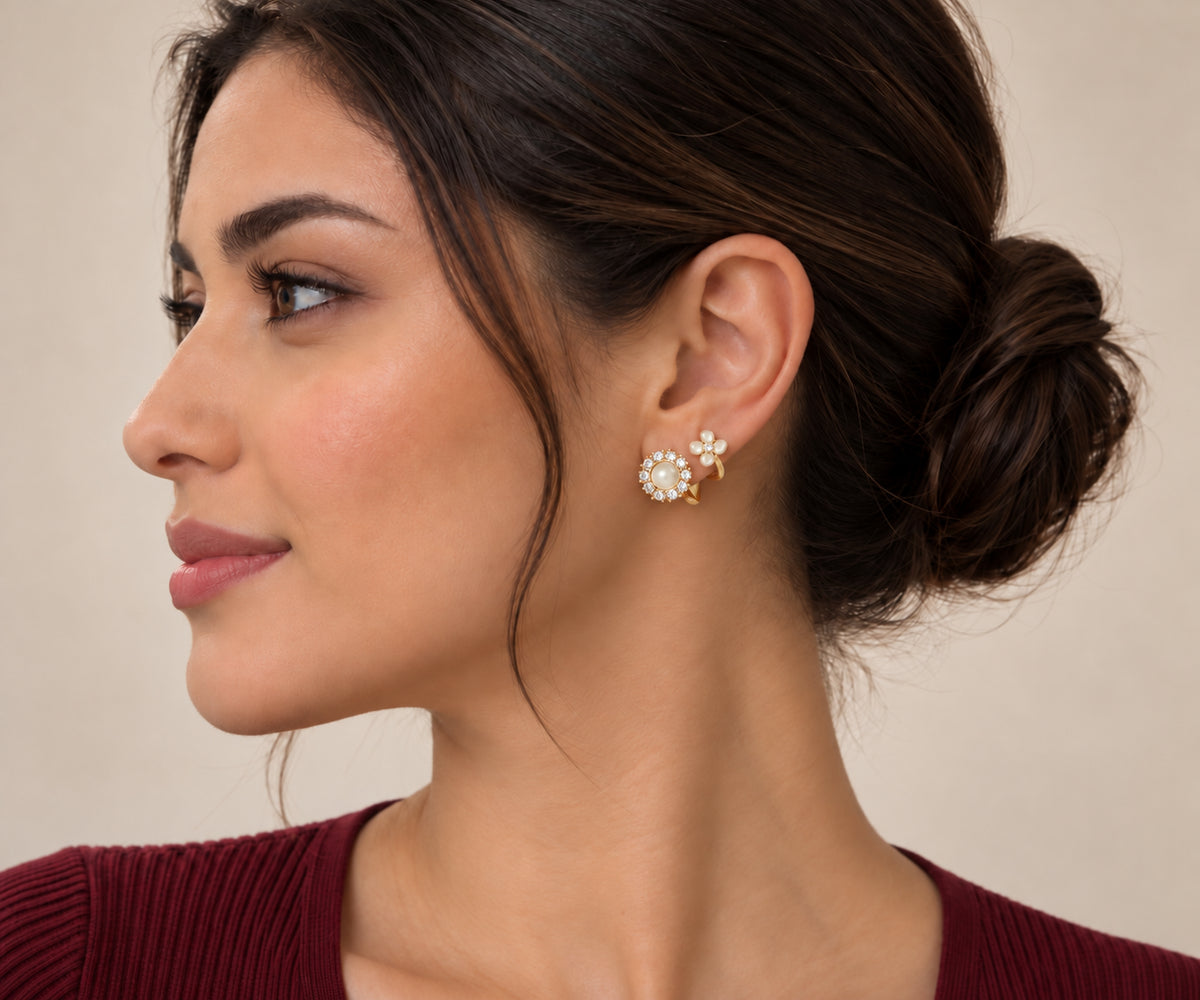 Vista de perfil con pendientes Margarita